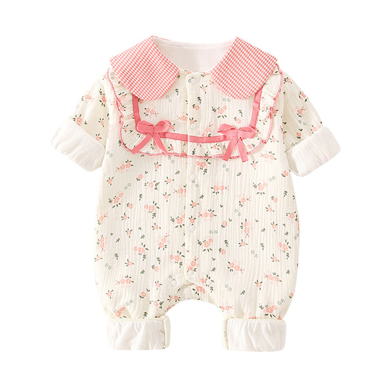 Baby Girls Flower Print Jumpsuits Wholesale 230111328