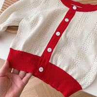 Load image into Gallery viewer, Baby Kid Girls Color-blocking Crochet Cardigan Wholesale 230111348

