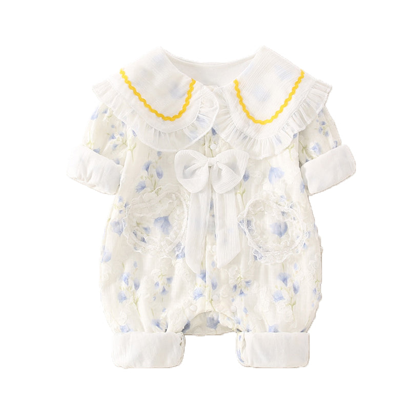 Baby Girls Flower Print Jumpsuits Wholesale 230111381