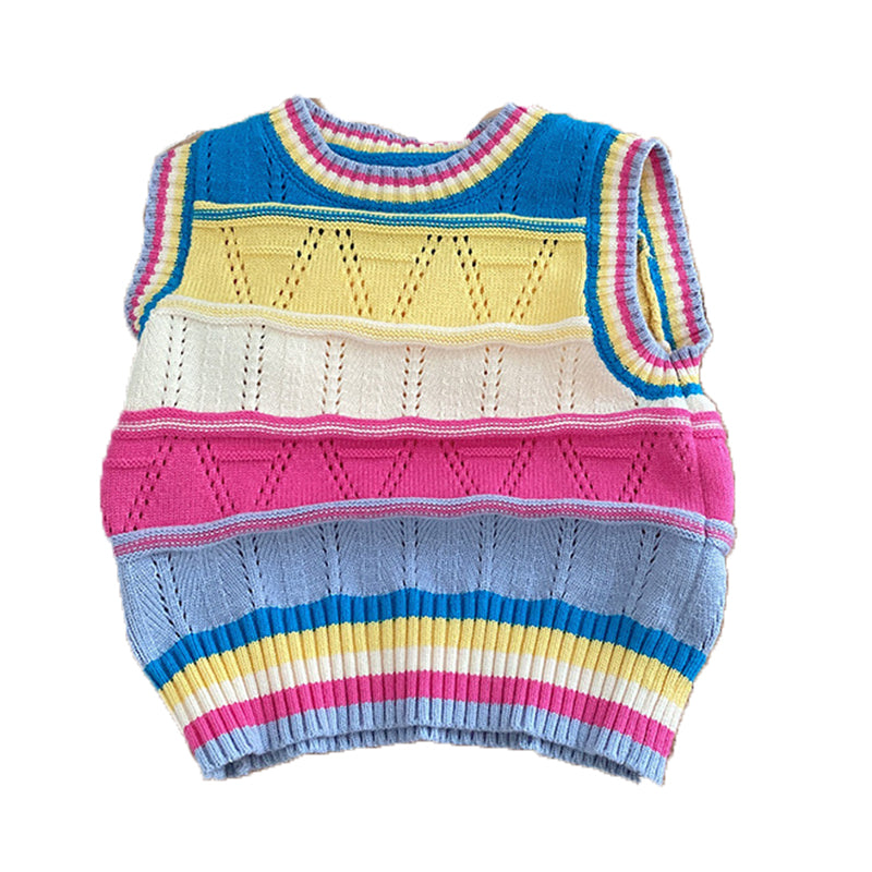 Baby Kid Girls Color-blocking Rainbow Vests Waistcoats Wholesale 230111439