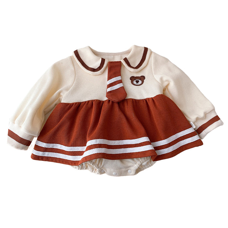 Baby Girls Color-blocking Cartoon Print Dresses Wholesale 230111442