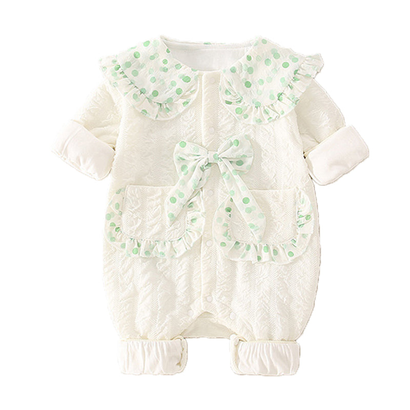 Baby Girls Polka dots Bow Jumpsuits Wholesale 230111455