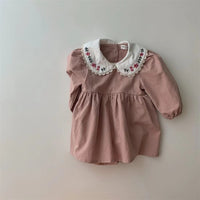 Load image into Gallery viewer, Baby Girls Flower Embroidered Rompers Wholesale 230111481
