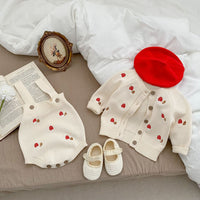 Load image into Gallery viewer, Baby Girls Flower Embroidered Tops And Cardigan And Rompers Wholesale 230111516
