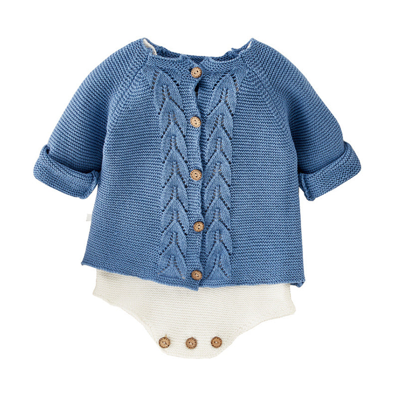 2 Pieces Set Baby Unisex Solid Color Cardigan And Rompers Wholesale 230111556