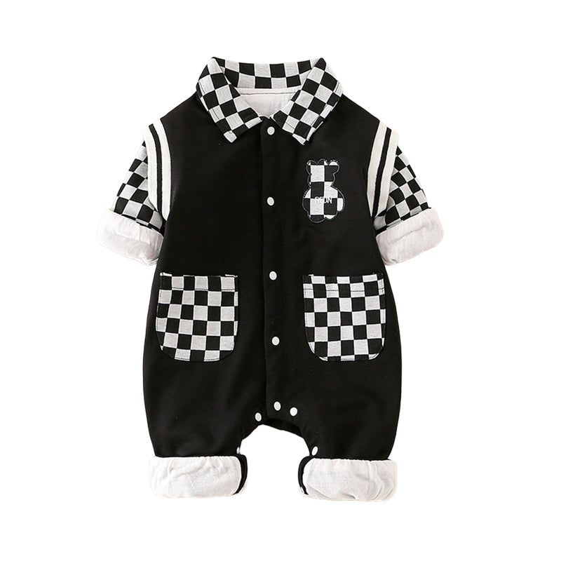 Baby Boys Striped Checked Jumpsuits Wholesale 23011190