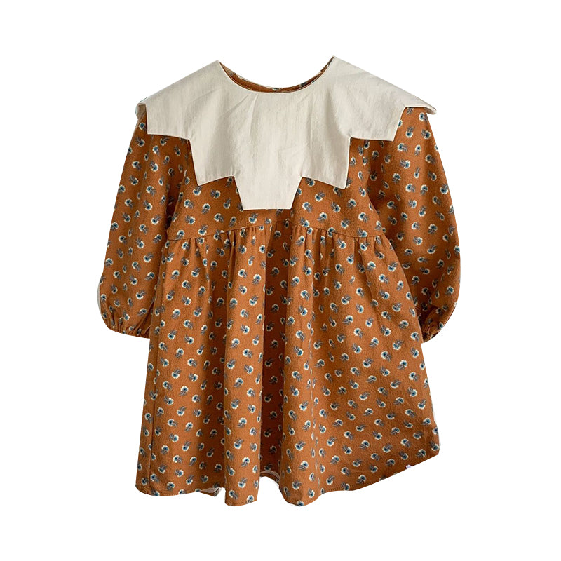 Baby Kid Girls Flower Print Dresses Wholesale 230113131