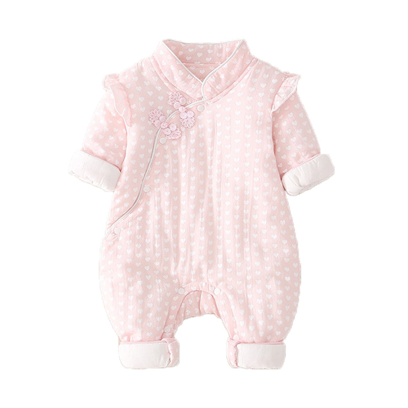 Baby Girls Love heart Print Jumpsuits Wholesale 23011318