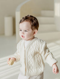 Load image into Gallery viewer, Baby Unisex Solid Color Crochet Cardigan Wholesale 230113205
