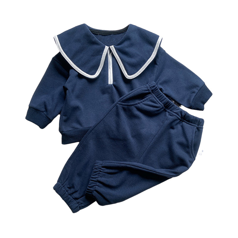2 Pieces Set Baby Kid Unisex Color-blocking Tops And Solid Color Pants Wholesale 230113240