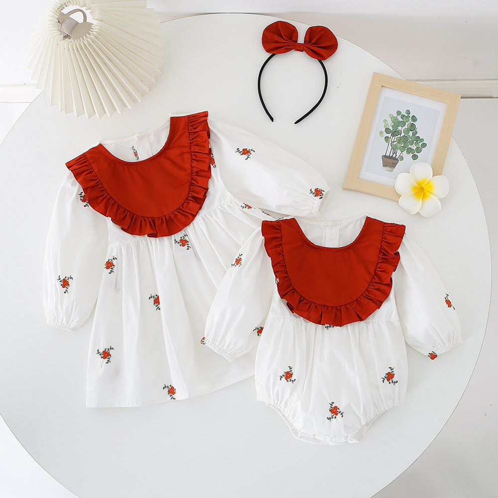 Baby Kid Girls Color-blocking Flower Embroidered Birthday Dresses Wholesale 230113249