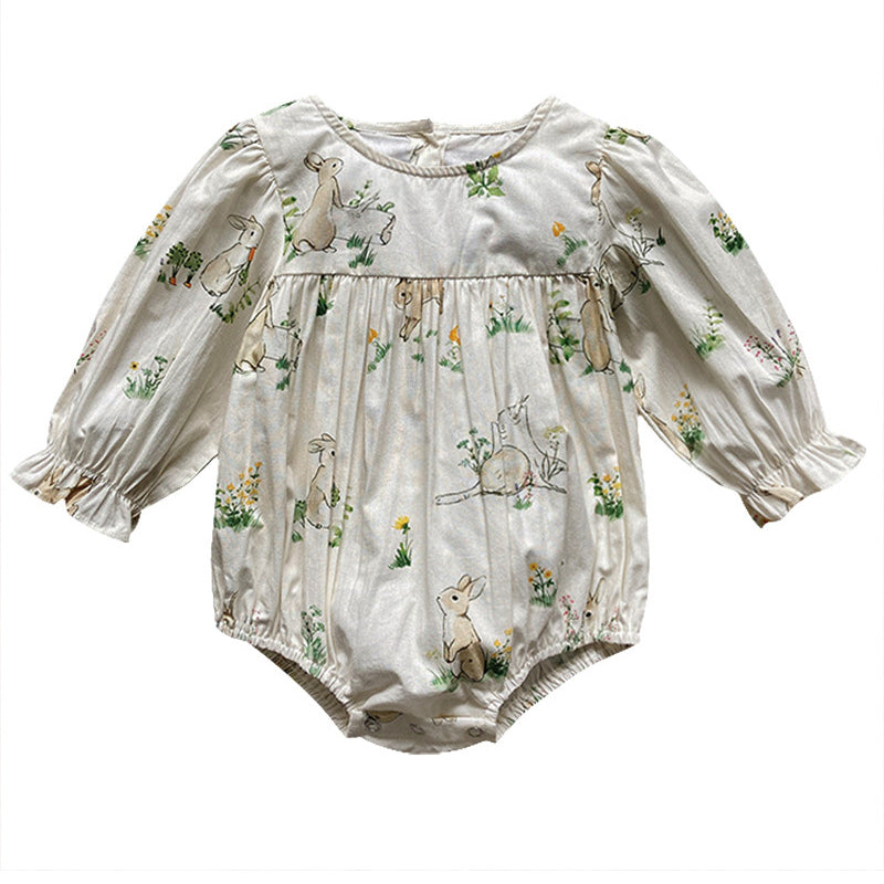 Baby Girls Flower Animals Print Rompers Wholesale 230113254
