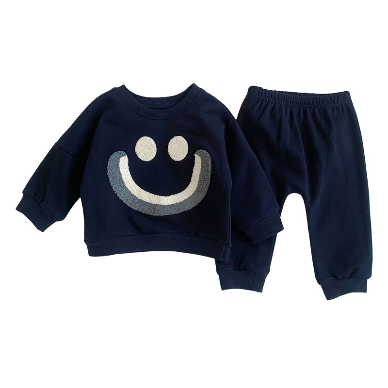 2 Pieces Set Baby Unisex Expression Print Hoodies Sweatshirts And Solid Color Pants Wholesale 230113355