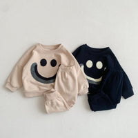 Load image into Gallery viewer, 2 Pieces Set Baby Unisex Expression Print Hoodies Sweatshirts And Solid Color Pants Wholesale 230113355

