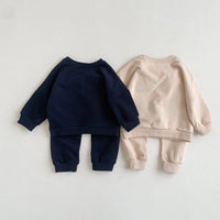 Load image into Gallery viewer, 2 Pieces Set Baby Unisex Expression Print Hoodies Sweatshirts And Solid Color Pants Wholesale 230113355

