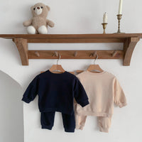 Load image into Gallery viewer, 2 Pieces Set Baby Unisex Expression Print Hoodies Sweatshirts And Solid Color Pants Wholesale 230113355
