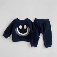 Load image into Gallery viewer, 2 Pieces Set Baby Unisex Expression Print Hoodies Sweatshirts And Solid Color Pants Wholesale 230113355
