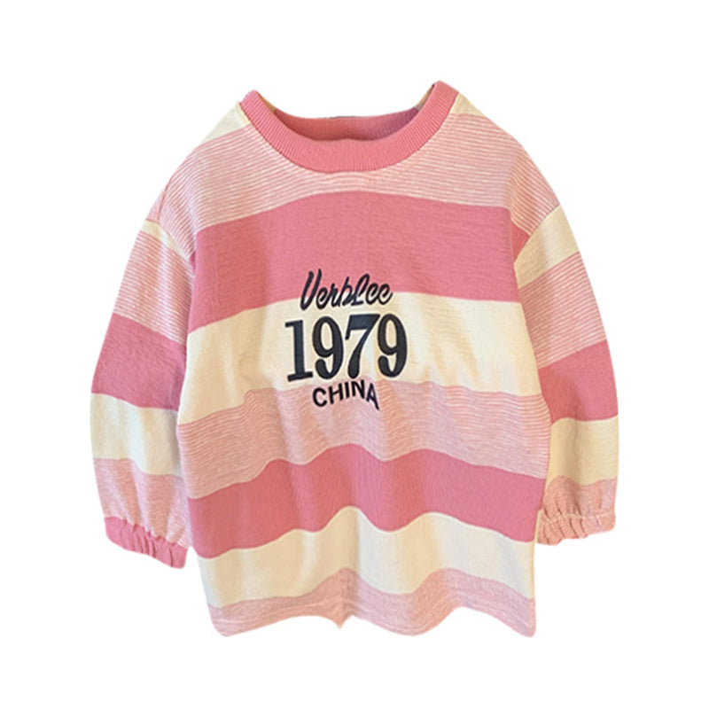 Baby Kid Girls Striped Letters Tops Wholesale 230113384