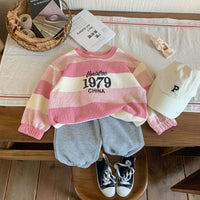 Load image into Gallery viewer, Baby Kid Girls Striped Letters Tops Wholesale 230113384

