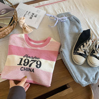 Load image into Gallery viewer, Baby Kid Girls Striped Letters Tops Wholesale 230113384
