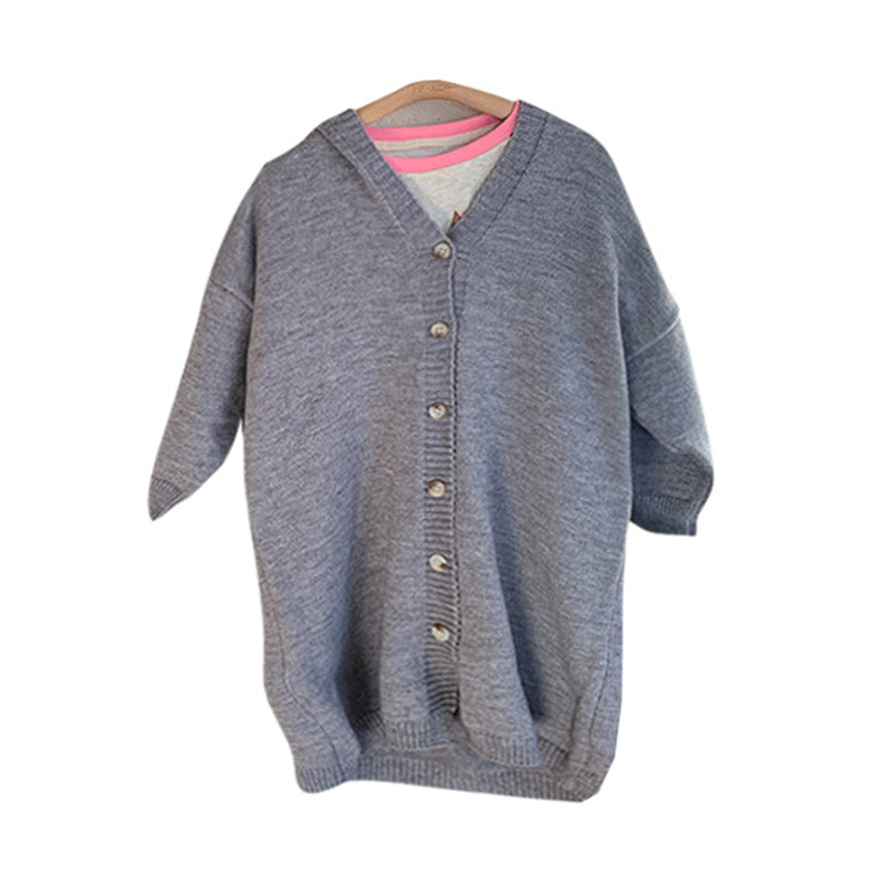 Baby Kid Girls Solid Color Cardigan Knitwear Wholesale 230113392