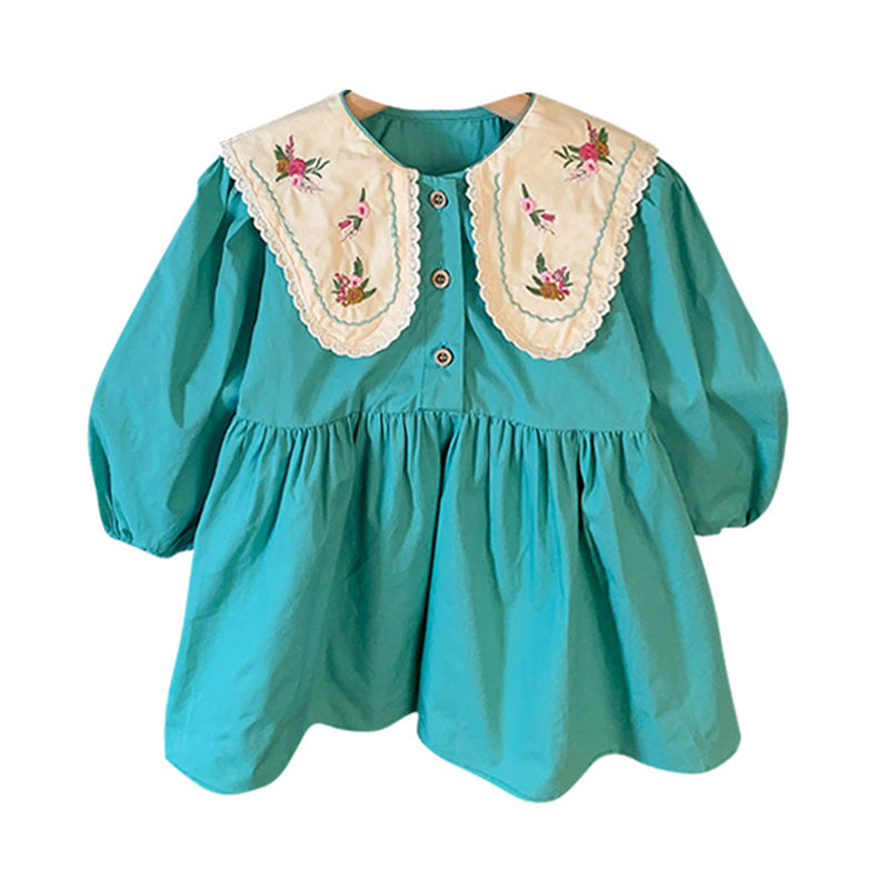 Baby Kid Girls Flower Lace Embroidered Dresses Wholesale 230113400