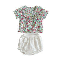 Load image into Gallery viewer, 2 Pieces Set Baby Girls Flower Print Tops And Solid Color Shorts Wholesale 230113420
