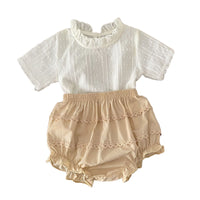 Load image into Gallery viewer, 2 Pieces Set Baby Girls Flower Print Tops And Solid Color Shorts Wholesale 230113420
