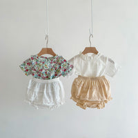 Load image into Gallery viewer, 2 Pieces Set Baby Girls Flower Print Tops And Solid Color Shorts Wholesale 230113420
