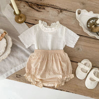 Load image into Gallery viewer, 2 Pieces Set Baby Girls Flower Print Tops And Solid Color Shorts Wholesale 230113420
