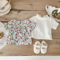 Load image into Gallery viewer, 2 Pieces Set Baby Girls Flower Print Tops And Solid Color Shorts Wholesale 230113420
