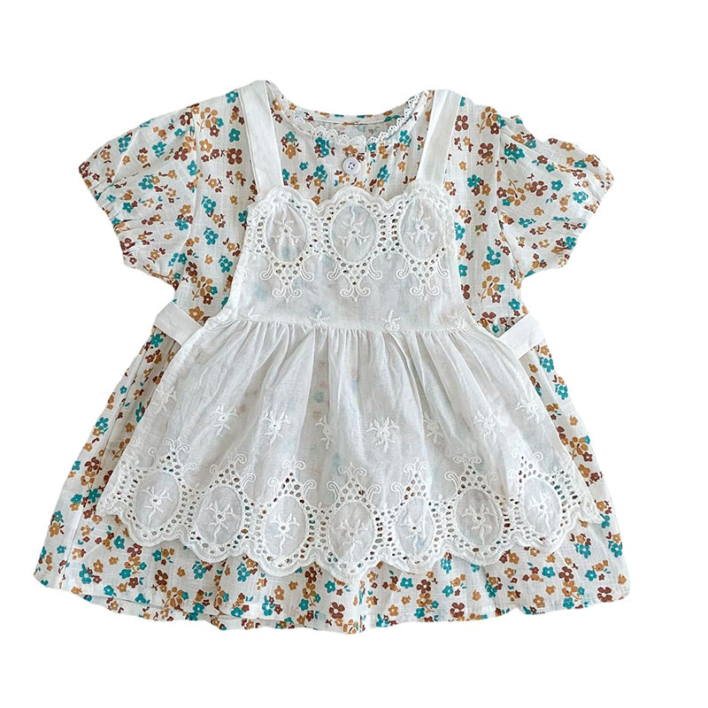 Baby Girls Flower Print Dresses Wholesale 230113422