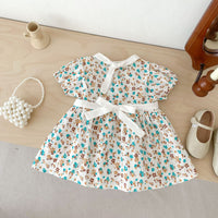 Load image into Gallery viewer, Baby Girls Flower Print Dresses Wholesale 230113422
