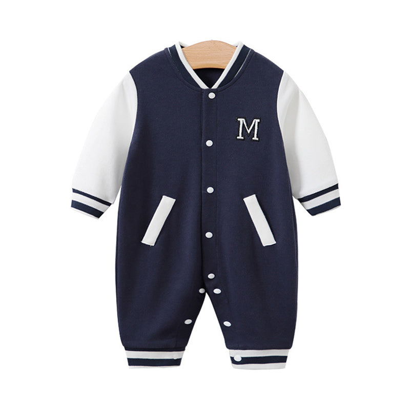 Baby Boys Letters Color-blocking Jumpsuits Wholesale 23011367