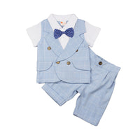 Load image into Gallery viewer, 2 Pieces Set Baby Kid Boys Dressy Checked Bow Shirts And Pants Suits Wholesale 23011404
