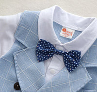 Load image into Gallery viewer, 2 Pieces Set Baby Kid Boys Dressy Checked Bow Shirts And Pants Suits Wholesale 23011404
