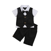 Load image into Gallery viewer, 2 Pieces Set Baby Kid Boys Dressy Striped Bow Shirts And Pants Suits Wholesale 23011405
