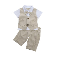 Load image into Gallery viewer, 2 Pieces Set Baby Kid Boys Dressy Striped Bow Shirts And Pants Suits Wholesale 23011405
