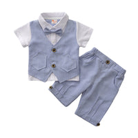 Load image into Gallery viewer, 2 Pieces Set Baby Kid Boys Dressy Striped Bow Shirts And Pants Suits Wholesale 23011405
