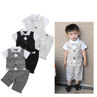 Load image into Gallery viewer, 2 Pieces Set Baby Kid Boys Dressy Striped Bow Shirts And Pants Suits Wholesale 23011405
