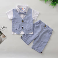 Load image into Gallery viewer, 2 Pieces Set Baby Kid Boys Dressy Striped Bow Shirts And Pants Suits Wholesale 23011405
