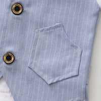 Load image into Gallery viewer, 2 Pieces Set Baby Kid Boys Dressy Striped Bow Shirts And Pants Suits Wholesale 23011405
