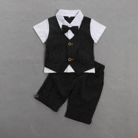 Load image into Gallery viewer, 2 Pieces Set Baby Kid Boys Dressy Striped Bow Shirts And Pants Suits Wholesale 23011405
