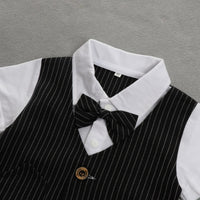 Load image into Gallery viewer, 2 Pieces Set Baby Kid Boys Dressy Striped Bow Shirts And Pants Suits Wholesale 23011405
