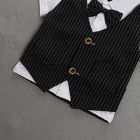 Load image into Gallery viewer, 2 Pieces Set Baby Kid Boys Dressy Striped Bow Shirts And Pants Suits Wholesale 23011405

