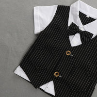 Load image into Gallery viewer, 2 Pieces Set Baby Kid Boys Dressy Striped Bow Shirts And Pants Suits Wholesale 23011405
