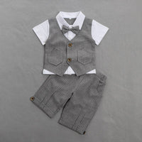 Load image into Gallery viewer, 2 Pieces Set Baby Kid Boys Dressy Striped Bow Shirts And Pants Suits Wholesale 23011405
