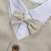 Load image into Gallery viewer, 2 Pieces Set Baby Kid Boys Dressy Striped Bow Shirts And Pants Suits Wholesale 23011405
