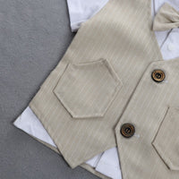 Load image into Gallery viewer, 2 Pieces Set Baby Kid Boys Dressy Striped Bow Shirts And Pants Suits Wholesale 23011405

