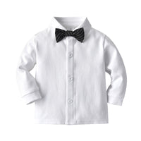 Load image into Gallery viewer, 3 Pieces Set Baby Kid Boys Dressy Solid Color Bow Shirts Striped Vests Waistcoats And Trousers Wholesale 230114106
